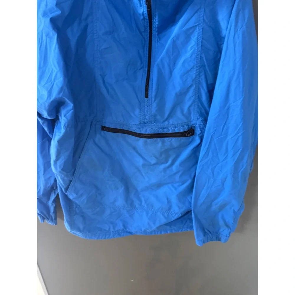 Vintage Woolrich Anorak Windbreaker Blue Half Zip Hooded Pullover Made in USA XL